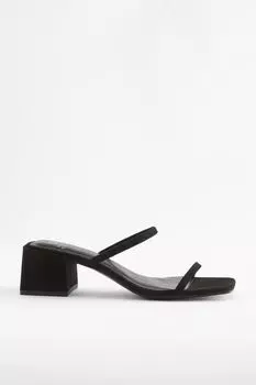 Мюли Forever Comfort на блочном каблуке с двумя ремешками Next, черный