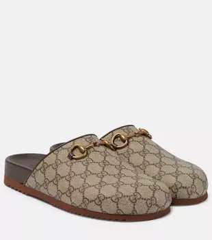 Мюли GG Supreme Horsebit Gucci, бежевый