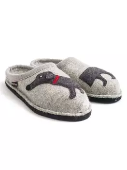 Мюли HAFLINGER Hausschuhe Dackel reine Schurwolle, цвет steingraumeliert
