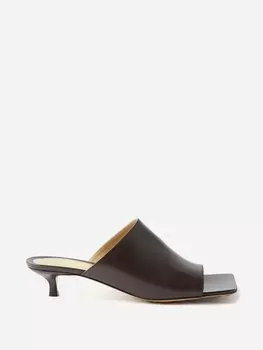 Мюли из эластичной кожи на каблуке котенка Bottega Veneta, коричневый