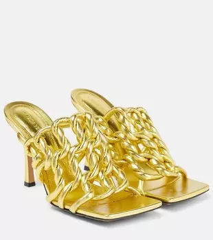 Мюли из эластичной металлизированной кожи Bottega Veneta, золотой