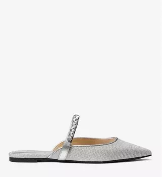 Мюли из блестящей сетки с украшением Michael Michael Kors Jessa Flex Embellished Glitter Mesh, серебрянный