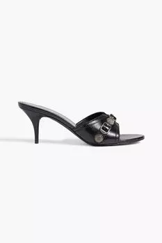 Мюли из фактурной кожи с декором BALENCIAGA, черный