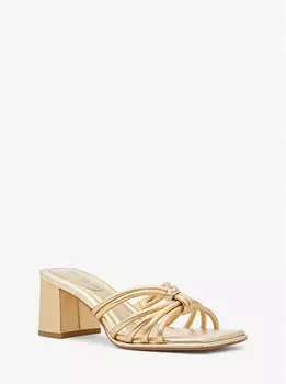 Мюли из металлизированной кожи Astra Michael Kors, золотой