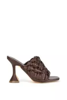 Мюли 'Jaci' на высоком каблуке с квадратным носком и плетеным ремешком XY London, коричневый