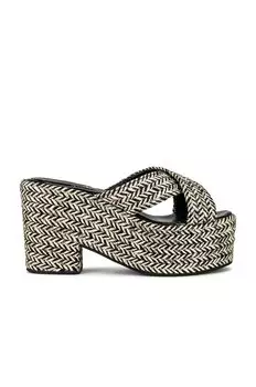 Мюли Jeffrey Campbell Isadore Platform, цвет Black Beige Woven