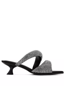 Мюли JW Pei Sara 50 мм, украшенные кристаллами, черный