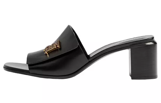 Мюли кожаные Burberry с монограммой, черный