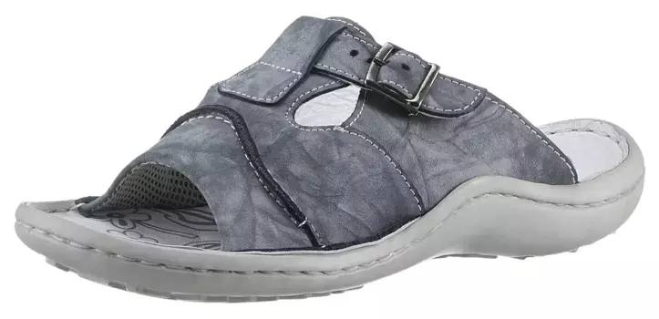 Мюли KRISBUT, летние туфли, тапочки с мягкой кожаной стелькой, джинсовый