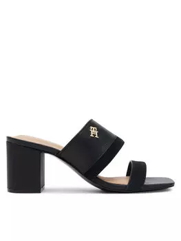 Мюли Leather & Suede Block Heel Mule FW0FW08530 Tommy Hilfiger, черный