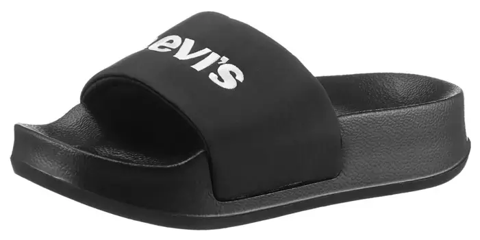 Мюли Levi's "JUNE S BOLD PADDED", платформа, летняя обувь, тапочки с надписью логотипа, черный