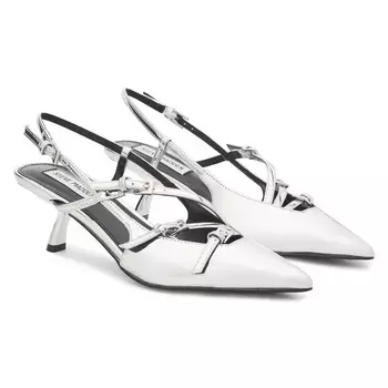 Мюли Misha на каблуке-рюмочке с пяткой и пяткой Steve Madden, серебряный