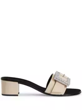 Мюли Miss Buckle 40 с кристаллами Giuseppe Zanotti, нейтральный