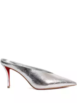 Мюли Miss Z Slimimule 80 с эффектом металлик Christian Louboutin, серый