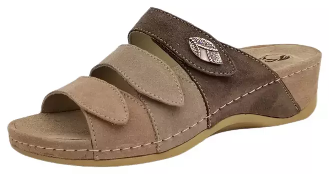 Мюли MUBB, летние туфли, танкетка, тапочки шириной G (=широкие), коричневый