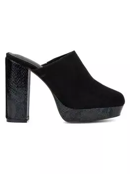 Мюли Mykayla на платформе с тиснением под змею на блочном каблуке Gabrielle Union, черный