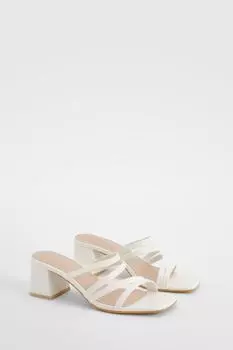 Мюли на блочном каблуке с ремешками boohoo, белый