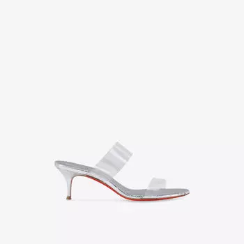 Мюли на каблуке Christian Louboutin Just Nothing кожаные, серебряный