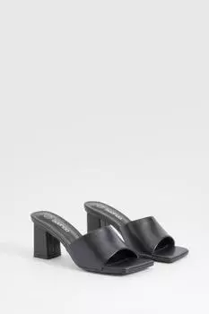 Мюли на низком блочном каблуке boohoo, черный