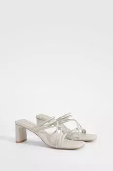 Мюли на низком каблуке с ремешками boohoo, белый