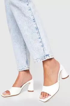 Мюли на низком плоском каблуке boohoo, белый