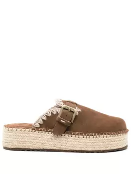 Мюли на платформе с декоративной строчкой Mou, коричневый