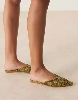 Мюли на плоской подошве ASOS DESIGN Levant с острым носком из зеленого плетения