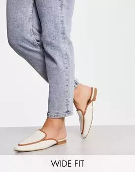 Мюли на плоской подошве ASOS Wide Fit Main Street из натурального материала, широкого кроя
