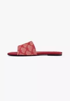 Мюли на плоской подошве FLACHE IN LAURETOS JACQUARD MCM, цвет red