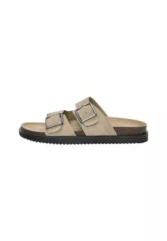 Мюли на плоской подошве Flat Split With Buckles PULL&BEAR, бежевый