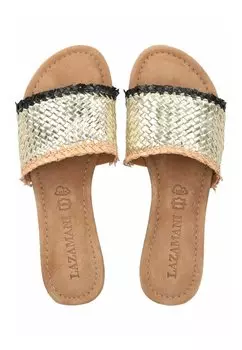 Мюли на плоской подошве Lazamani, золотисто-черный