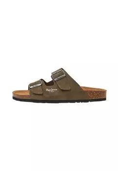 Мюли на плоской подошве Pepe Jeans, цвет khaki green