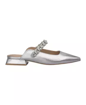Мюли на плоской подошве с заостренным носком, украшенным драгоценными камнями Alma En Pena, серый