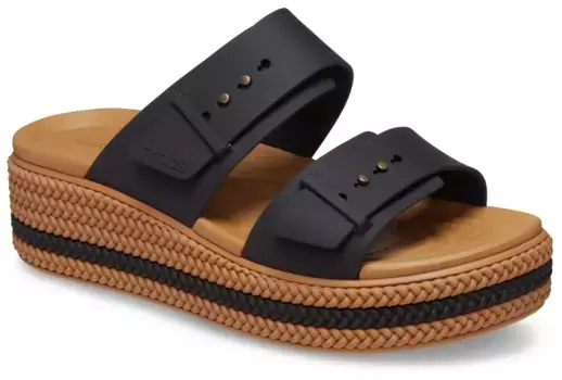Мюли на танкетке Crocs "Brooklyn Woven Buckle", повседневная обувь на подошве на платформе, коричневый