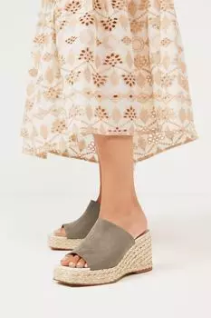 Мюли на танкетке Forever Comfort с отделкой из рафии Next, зеленый