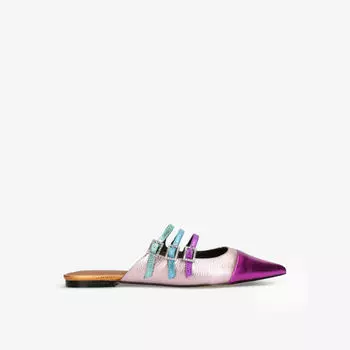 Мюли pierra rainbow из кожи металлизированного цвета Kurt Geiger London, мультиколор