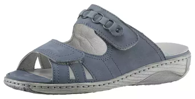 Мюли Ranger "GARDA", каблук-танкетка, летняя обувь, тапочки с декоративной аппликацией, ширина G Waldlufer, джинсовый