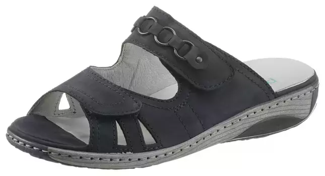 Мюли Ranger "GARDA", каблук-танкетка, летняя обувь, тапочки с декоративной аппликацией, ширина G Waldlufer, синий