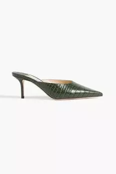 Мюли Rav 65 из кожи с тиснением под крокодила JIMMY CHOO, изумрудный
