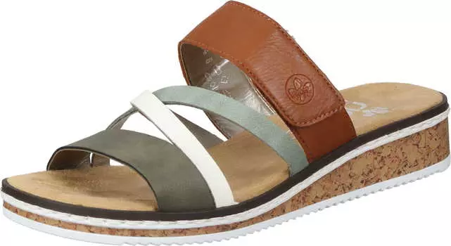 Мюли rieker Klassische, цвет olive/offwhite/mint/cayenne