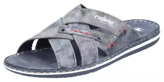 Мюли Rieker, летняя обувь, тапочки, шлепанцы для бассейна с перекрещивающимися повязками, синий