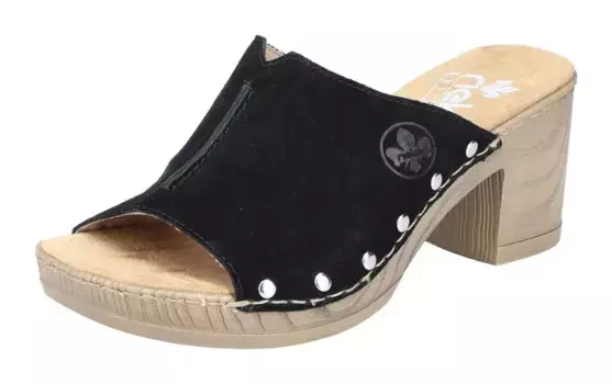 Мюли Rieker с подошвой под дерево, черный