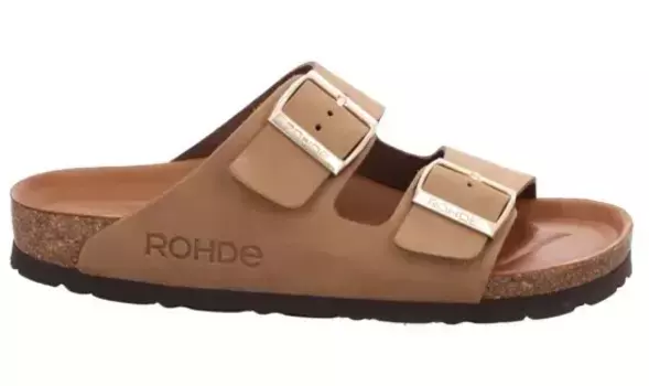 Мюли Rohde "Alba", каблук-танкетка, летняя обувь, тапочки с двумя пряжками, бежевый