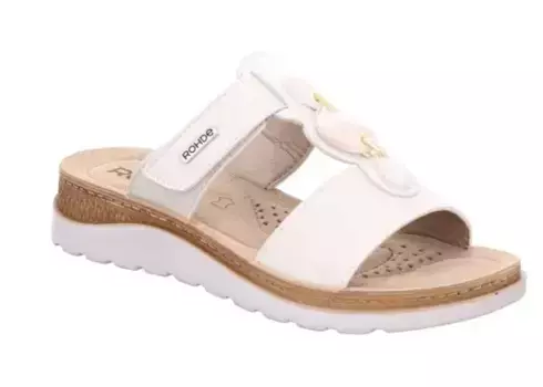 Мюли Rohde "Baveria", каблук-танкетка, летняя обувь, тапочки с практичной застежкой-липучкой, кремовый