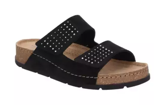 Мюли Rohde "Soave", каблук-танкетка, летняя обувь, тапочки с заклепками, черный