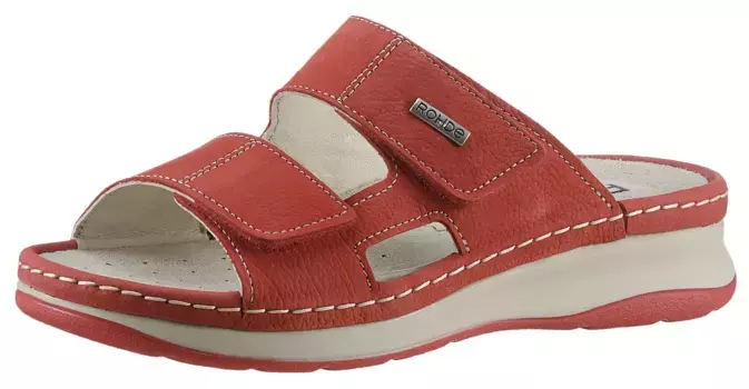 Мюли Rohde "Vittoria", каблук-танкетка, летняя обувь, тапочки на липучках, ширина G, красный