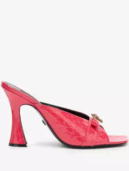 Мюли с эффектом крокодиловой кожи и монограммой Roberto Cavalli, розовый