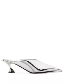 Мюли с эффектом металлик Mugler, серебристый