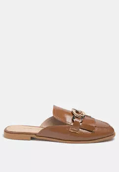 Мюли с металлической пряжкой и бахромой в виде гладиолусов London Rag, серо-коричневый