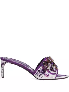 Мюли с принтом Majolica DOLCE & GABBANA, белый